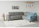 Ecksofa SIT & MORE "Sinatra L-Form", grau (steel), B:251cm H:85cm T:231cm, 100% Polyester, Sofas, Ecksofa, optinal mit Kopfteilverstellung und Armteilfunktion, Metallfüße