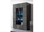 Vitrine HOME AFFAIRE "Dama Höhe 166 cm, Breite 121 cm, Stauraumvitrine mit 2 Türen", grau (anthrazit hochglanz lack), Schränke, Vitrine, Standvitrine - Front in 3D-Optik, viel Stauraum, verschiedene Farben