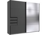 Schwebetürenschrank WIMEX "Saigon", grau (graphit, schwarz), B:225cm H:208cm T:64cm, Holzwerkstoff, Schränke, Schwebetürenschrank, mit Spiegeltür, 2 Türen, 225cm breit