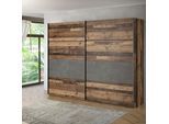 Schwebetürenschrank FORTE "Clif", grau (betonoptik dunkelgrau, old wood vintage), B:270cm H:211cm T:61cm, FSC-zertifizierter Holzwerkstoff, Schränke, Schwebetürenschrank