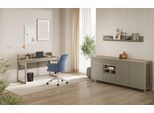 Büromöbel-Set HOME AFFAIRE "Stranda im Scandi-Style, Home Office, Büro in zwei Farben verfügbar", eukalyptus skandi eiche, Holzwerkstoff, Arbeitsmöbel-Sets, Büromöbel-Set, enthält Schreibtisch, Sideboard und Wandboard