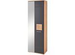 Garderobenschrank INNOSTYLE "Fun Garderobenschrank, 65x195x38cm (B/H/T)", schwarz, B:65cm H:195cm T:38cm, Holzwerkstoff, MDF, Schränke, Garderobenschrank, 2 türig, 3 Einlegeböden, Softclose, ABS Kantenschutz