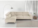 Ecksofa 3C CANDY "Greve Sofa immer mit manuelle Kopfteilverstellungen, modern, elegant", beige (natur), B:249cm H:79cm T:209cm, 100% Leder, Sofas, Ecksofa, wahlweise motorischer Sitzvorzug, bequem und zeitlos, L-Form