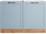 Spülenschrank KOCHSTATION "KS-Lana", blau (matt hellblau, wotaneiche), B:120cm H:82cm T:60cm, Holzwerkstoff, MDF, Schränke, Spülenschrank, Breite 120 cm