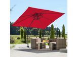Ampelschirm SCHNEIDER SCHIRME "Rhodos Junior", rot, Obermaterial: 100% Polyester, Standschirme, Ampelschirm, rot, quadratisch, ohne Wegeplatten