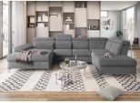 Wohnlandschaft SIT & MORE "Cabrio U-Form, B: 359 cm, mit Sitztiefen-, Arm- & Kopfteilverstellung", grau, B:359cm H:87cm T:230cm, 100% Polyester, Sofas, Wohnlandschaft, 3 Nierenkissen, Federkern, optional Bettfunktion und Stauraum