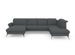 Wohnlandschaft SIT & MORE "Fashion U-Form", grau (dunkelgrau), B:338cm H:84cm T:207cm, Sofas, Wohnlandschaft, wahlweise mit Kopfteilverstellung, Vorziehsitz, motorisch, Nickelfüße