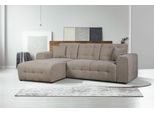 Ecksofa HOME AFFAIRE "Nosia L-Form", grau (taupe), B:234cm H:85cm T:163cm, 100% Polyester, Sofas, Ecksofa, incl. 2 Zierkissen, mit feiner Steppung
