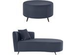 Recamiere HOME AFFAIRE "Hulby", blau (dunkelblau), B:182cm H:82cm T:90cm, 100% Polyester, Sofas, Recamiere, wahlweise mit und ohne Hocker und Armlehne links oder rechts