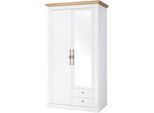 Kleiderschrank OTTO HOME "WESTMINSTER Wäscheschrank in 2 Farben, Landhausschrank Metallgriffe", weiß (pinie weiß dekor), B:108cm H:203cm T:63cm, Schränke, Kleiderschrank, Drehtürenschrank mit Spiegel, Schlafzimmerschrank, 109 cm breit