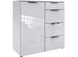 Kombikommode WIMEX "Level36 C by fresh to go", weiß (weiß, glas weiß), B:81cm H:84cm T:41cm, Holzwerkstoff, Sideboards, Kombikommode, mit Glaselementen auf der Front, soft-close Funktion, 81cm breit