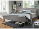 Futonbett WIEMANN "Monaco, 4-fache Liegehöhenverstellung", grau (kieselgrau, dekor, leisten in chrom), B:209cm L:218cm, Betten, Futonbett, mit stilvollem Holzkopfteil, Made in Germany