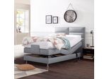 Boxbett, grau, B:104cm L:210cm, Box und Kopfteil: Feinstrukturstoff (77% Polyester und 23% Viskose);Bezug der Obermatratze: 100% Polyester, WESTFALIA SCHLAFKOMFORT, Komplettbetten, Boxbett, mit Motor in diversen Ausführungen