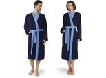 Unisex-Bademantel MÖVE "Superwuschel Kimono mit Blende" Gr. XXL, deep sea, L:130cm, Walkfrottier, Hausmäntel, Unisex-Bademantel, ideal für Sauna & Spa, Hotelbademantel