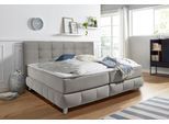 Boxspringbett HOME AFFAIRE "Salo XXL", grau (hellgrau), B:174cm L:231cm, Komplettbetten, Boxspringbett, in Samtoptik oder Struktur, 6 Breiten in Überlänge 220cm, 4 Härtegrade