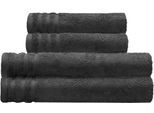 Handtuch Set KLEINE WOLKE "Royal, 4 Stück (2 Handtücher 50/100 cm + 2 Duschtücher 70/140 cm)", grau (dunkelgrau), 4 Stk., Frottier, Frottier, Obermaterial: 100% Baumwolle, Handtuch-Sets, Handtuch Set, Uni Farben, mit Bordüre, weich, in verschiedenen Sets erhältlich