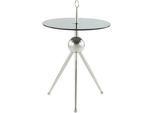 Beistelltisch KAYOOM "Ontario 325, Runde Glasplatte aus Sicherheitsglas, 100% Edelstahl", grau (silber, grau, silber, grau), B:46cm H:70cm T:46cm, 100% Edelstahl, Sicherheitsglas, Tische, Beistelltisch, Minimalistisch, Gestell in Tripod-Design, mit Tragering