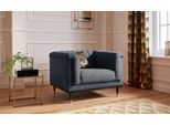 Sessel HOME AFFAIRE "Chamby", blau (dunkelblau), B:100cm H:71cm T:85cm, Luxus-Microfaser Lederoptik (100% Polyester), Scheuertouren: 40.000, Pilling: 4;Samtoptik (100% Polyester), Scheuertouren >100.000, Pilling: 5, Sessel, Sessel, mit Holzrahmen unten und Steppung im Lehnenbereich