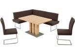 Essgruppe K+W KOMFORT & WOHNEN "Santos III", braun (dunkelbraun), B:158cm H:86cm T:205cm, Sitzmöbel-Sets, Essgruppe, gepolsterte Eckbank und Stühle, langer Schenkel rechts oder links