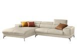 Ecksofa W.SCHILLIG "Piedroo, Designsofa mit tollem Sitzkomfort, elegant und bequem, L-Form", grau (eisgrau z59), B:303cm H:70cm T:193cm, Longlife Xtra-Leder Z59: Glattleder mit modischer Prägung. Hautstärke 0, 9 - 1, 1 mm, Sofas, Ecksofa, Kopfteilverstellung, wahlweise mit Sitztiefenverstellung, Breite 303cm