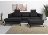 Ecksofa SIT & MORE "Olsen L-Form", schwarz, B:261cm H:88cm T:172cm, 98% Polyester 2%Polyamid, Sofas, Ecksofa, inklusive Sitztiefenverstellung, wahlweise mit Bettfunktion, 15cm hoch