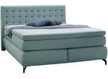Boxspringbett JOCKENHÖFER GRUPPE "Jessica inklusive 9cm Kaltschaum-Topper", grün (türkis 474, 03), B:192cm L:214cm, Bezug Bett: 100% Polyester;Topper und Matratzenspiegel: 100% Polyester, Komplettbetten, Boxspringbett, und 7-Zonen-TTFK-Matratze (H3,H3/H4 oder H4), Liegefläche 180x200cm