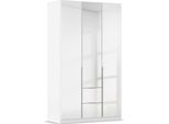 Drehtürenschrank OTTO HOME "Kleiderschrank Kleiderschränke Schrank Garderobe AGORDO mit Glasfront", weiß (alpinweiß, glas kristallweiß), B:136cm H:229cm T:54cm, Holzwerkstoff, Schränke, Drehtürenschrank, mit Außenschubkästen, in 7 Breiten und 2 Höhen MADE IN GERMANY