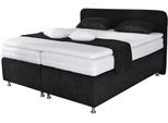 Boxspringbett, schwarz, B:210cm L:212cm, Bezug Kaltschaum-Topper: mit Klimafaser versteppt, 100% Polyester;Bezug untere Box und Kopfteil: wahlweise hochwertiger Microvelour (100% Polyester), feiner Strukturstoff (100% Polyester) oder Kunstleder;Bezug Obermatratze: 100% Polyester, Bezug abnehm- und waschbar bis 60C, WESTFALIA SCHLAFKOMFORT, Komplettbetten, Boxspringbett, inkl. Kaltschaum-Topper