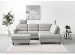 Ecksofa SIT & MORE "Farö L-Form", silber, B:251cm H:90cm T:187cm, Sofas, Ecksofa, inklusive Federkern, wahlweise mit Bettfunktion und Bettkasten