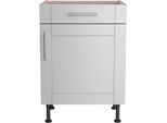 Unterschrank KOCHSTATION "KS-Ahus", grau (hellgrau matt, hellgrau), B:60cm H:87cm T:58,4cm, Schränke, Unterschrank, Breite 60 cm