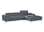 Ecksofa W.SCHILLIG "piedroo, Designsofa mit tollem Sitzkomfort, bequem und elegant, L-Form", blau (blau z69), B:303cm H:70cm T:193cm, Longlife Xtra-Leder Z69: Das feinnarbige, gedeckte Softleder Z69 besticht durch seine außergewöhnliche Weichheit im trendigen »Vintage-Look«, Hautstärke 0, 9 - 1, 1 mm, Sofas, Ecksofa, Kopfteilverstellung, wahlweise mit Sitztiefenverstellung, Breite 303cm