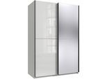 Kleiderschrank WIMEX "Mugano, B/T/H 135 oder 180/65/198cm, Made in Germany", weiß (front hg lack weiß, korpus weiß, griffe schwarz), B:135cm H:198cm T:65cm, Holzwerkstoff, Schränke, Kleiderschrank, 2 Schwebetüren mit oder ohne Spiegel, Metallgriffe