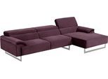 Ecksofa EGOITALIANO "Malika, edel und bequem, Designsofa mit hochwertigen Bezügen, L-Form", lila (plum), B:287cm H:94cm T:165cm, Sofas, Ecksofa, mit Recamiere, inkl. Kopfteilverstellung und chromfarbenen Metallfüßen
