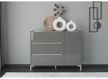 Sideboard "Reno", grau (anthrazit matt lack, glas anthrazit glanz), B:137cm H:108cm T:42cm, Glas, Holzwerkstoff, SET ONE BY MUSTERRING, Sideboards, Sideboard, Mit Winkelfuß in diversen Farben, 108 cm Höhe & Farbauswahl