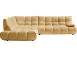Ecksofa HOME AFFAIRE "Cozy Bubble, mit klappbarer Armlehne, Breite 324 cm", old, gold, B:324cm H:85cm T:211cm, 100% Polyester, Sofas, Ecksofa, mit eleganter Steppung, Rundumbezug & weicher Polsterung