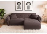 Ecksofa HOME AFFAIRE "MIRELDA L-Form mit Steppungen, Recamiere rechts/links, Breite 253 cm", braun, B:253cm H:81cm T:157cm, 100% Polyester, Sofas, Ecksofa, elegant und bequem, enthält 2 Zierkissen, belastbar bis 480kg