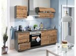 Spülenschrank KOCHSTATION "KS-Samos", braun (wotaneichefarben, grafit), B:100cm H:85cm T:60cm, Schränke, Spülenschrank, 100 cm breit, inkl. Einbauspüle
