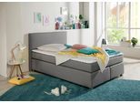 Boxspringbett HOME AFFAIRE "Eliana", grau, B:127cm L:210cm, Komplettbetten, Boxspringbett, inkl. Topper, in 4 Breiten, 3 Matratzenarten und 2 Härtegraden