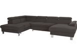 Wohnlandschaft COTTA "Komaris U-Form, B: 320 cm", braun, B:320cm, Microfaser PRIMABELLE (100% Polyester);Kunstleder SOFTLUX;Feinstruktur (100% Polyester);Kunstleder SOFTLUX/Struktur (100% Polyester);NaturLEDER, Sofas, Wohnlandschaft, mit Kopfteilverstellung, optional Bettfunktion, Bettkasten & Licht