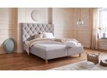 Polsterbett HOME AFFAIRE "Sunley 140", grau (hellgrau), B:183cm L:210cm, Struktur (100% Polyester);Samtstoff (100% Polyester), Betten, Polsterbett, Kreuzsteppung, Kopfteilhöhe 142 cm, ohne oder mit Matratze/Lattenrost