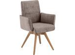 Drehstuhl K+W KOMFORT & WOHNEN, braun (lightbraun 75, asteiche natur), B:61cm H:91cm T:62cm, Stühle, Drehstuhl, Armlehnenstuhll mit 360 Drehfunktion massives Holzuntergestell