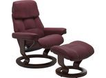 Relaxsessel STRESSLESS "Ruby", rot (bordeaux batick), B:88cm H:99cm T:77cm, Leder BATICK: BATICK ist ein leicht korrigiertes, durchgefärbtes und genarbtes Möbelleder, bei dem die meisten Unebenheiten und Spuren in der Regel entfernt wurden.;Leder PALOMA: PALOMA ist ein durchgefärbtes Semianilin-Möbelleder mit natürlicher Narbung., Sessel, Relaxsessel, mit Classic Base, Größe L, Gestell Eiche, Weng