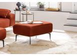 Polsterhocker W.SCHILLIG "run", orange (copper z73), B:75cm H:46cm T:60cm, Longlife Xtra-Leder Z73: Naturwalkleder der Luxusklasse aus den erlesensten Rohhäuten. Hautstärke 1, 1 – 1, 3 mm;ROHLEDER Chenille-Flachgewebe Q2 W77 (68% Polyacryl, 32% Polyester);Stoff S37 (100% Polyester), Hocker, Polsterhocker, mit Holzsockel, Füße in Schwarz pulverbeschichtet, Breite 75 cm