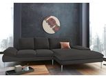 Ecksofa W.SCHILLIG "enjoy&MORE, Designsofa, elegant und bequem, L-Form", grau (anthrazit r66), B:310cm H:87cm T:185cm, Chenille-Flachgewebe R66 (85% Polyester, 15% Nylon);Longlife Xtra-Leder Z59: Glattleder mit modischer Prägung. Hautstärke 0, 9 - 1, 1 mm;Stoff S37 (100% Polyester), Sofas, Ecksofa, mit Sitztiefenverstellung, Füße silber matt, Breite 310 cm