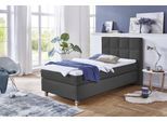 Boxspringbett, grau (charcoal), B:135cm L:210cm, Bezug Bett: Feinstruktur 100% Polyester;Bezug Bonnell-Federkernmatratze: 100% Polyester;Bezug Kaltschaummatratze: 100% Polyester;Bezug Tonnentaschenfederkernmatratze: 80% Baumwolle, 20%Polyester;Topper: Komfortschaum mit Bezug 100% Polyester, WESTFALIA SCHLAFKOMFORT, Komplettbetten, Boxspringbett, mit Topper