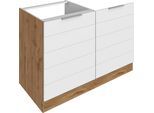Spülenschrank KOCHSTATION "KS-Luhe", weiß (weiß matt, wotaneiche), B:120cm H:82cm T:60cm, MDF, Schränke, Spülenschrank, 120 cm breit, hochwertige MDF-Fronten mit waagerechter Lisene