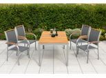 Garten-Essgruppe MERXX "Siena", braun (holzfarben, grau), Obermaterial: 100% Polyester, Sitzmöbel-Sets, Garten-Essgruppe