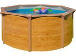 Rundpool KWAD "Green line Evolution", grau (wood, innenfarbe: grau), H:132cm Ø:460cm, Schwimmbecken, Rundpool, 4,6x1,32 wood Folie in blau, sand oder grau erhältlich