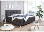 Boxspringbett MAINTAL, grau (anthrazit), Liegefläche B/L: 160cm x 200cm, H3, Bonnell-Federkernmatratze, Bezug der Spiegelfläche Matratzendrell aus 100% Polyester;Strukturstoff-Bezug (100% Polyester);Kaltschaum-Topper: Bezug aus 100% Polyester. Abnehmbar und waschbar bis 60Grad, Komplettbetten, Boxspringbett