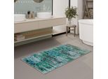Badematte WECON HOME "Beach Front", grün, H:0,5mm, Polyester, Badematten, Badematte, Vintage, waschbar, rutschfest, schnell trocknend, robust, Badteppich